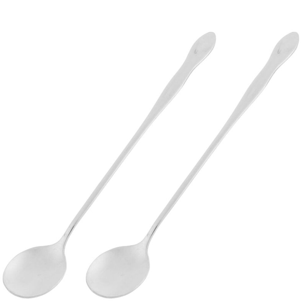 Stainless Steel Long Handle Latte Coffee Tea Spoon Scoop 19.5cm 2pcs